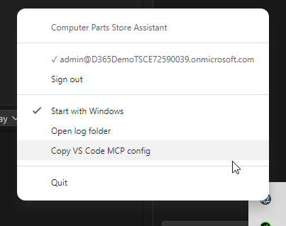 Power Agent Tray menu